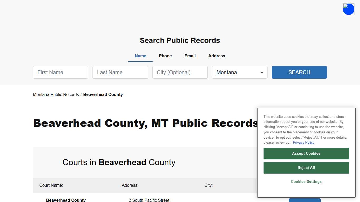 Beaverhead County, MT Public Court, Arrest and Inmate Records - ThePublicIndex